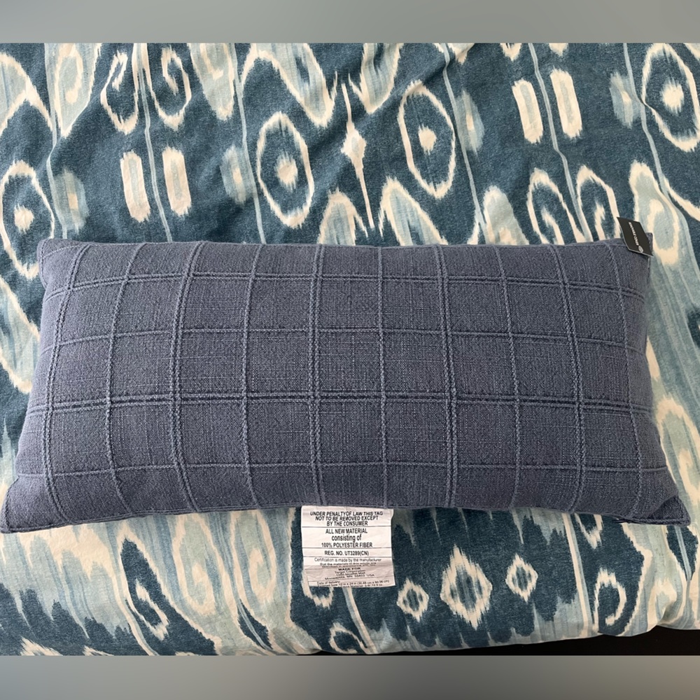 Blue lumbar pillow from target. Never used. 12x24